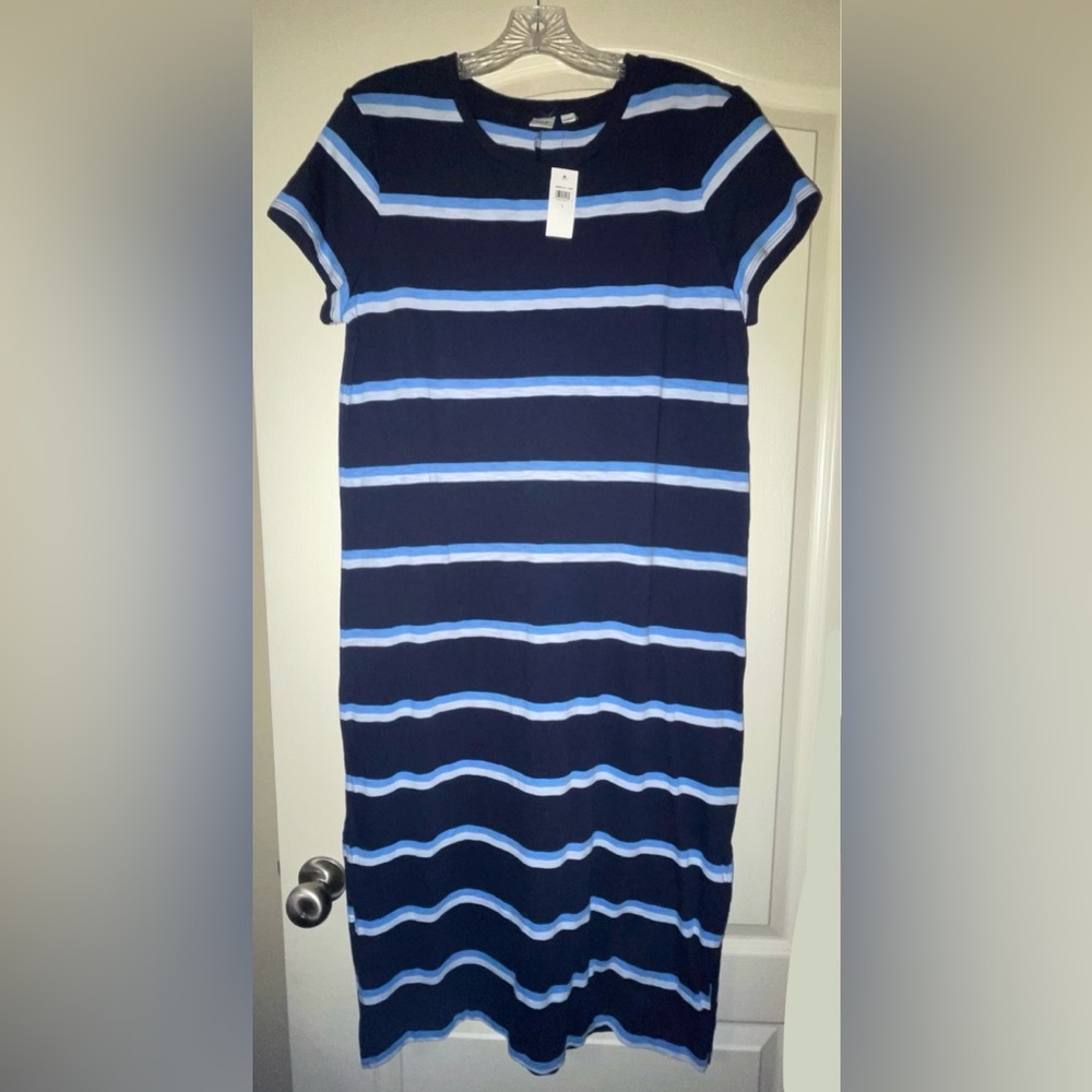 BRAND NEW GAP BLUE STRIPED KNEE LENGTH T-SHIRT DRESS